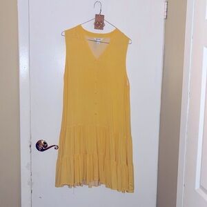 Bundle of Vibrant Yellow Sleeveless Dress and gold tone earrings.